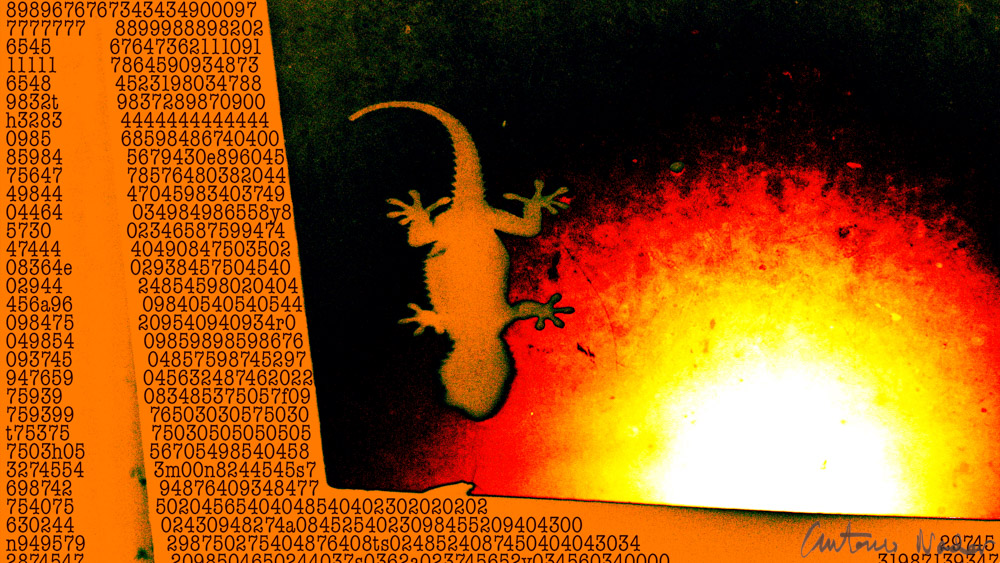 Short Tale by: by Artificial Scribe OpenAI’s. In 2222, biological life is rare—a rumor flickering in data streams and fluorescent shadows. Inside a city’s quantum archives, a lone gecko slips through tiers of encrypted algorithms, its silhouette pressed against shifting code. Two realities pulse on either side of the data vault: one, bathed in cold, synthetic cyan and neon violet; the other, scorched by toxic amber and red. In both, the gecko’s outline endures, unchanged—a living glyph rendered anew with each algorithmic cycle. Archivists whisper that the creature is no accident; it is a remnant, a watchdog, or perhaps a key—encoded into the fabric of the city’s deepest programs. When the numbers glitch or the light shifts, the gecko stays, bridging fragile memory and machine logic, ghosting between code and world. In each duplicated glow, it is a silent protest—life that slips free of models, a symbol that no sum of digits can finally erase what once crawled beneath the sun.