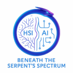 Logo a snake bitting its tale in the centre the word hsi and ai. hsi stands for human speculative intelligence and ai for artificial intelligency